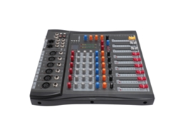 Mixer de 6 canais EOOCOO com amplificador reverb e usb Bluetooth