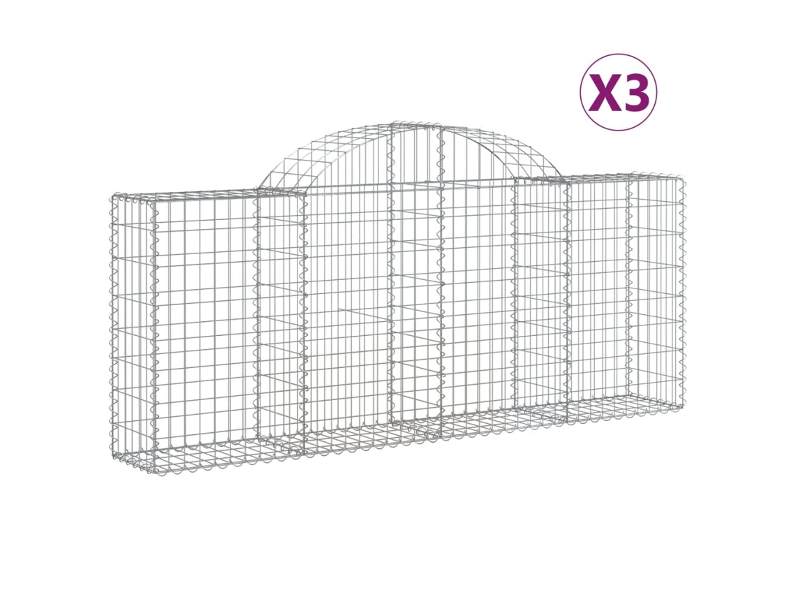 Gabion Basket, Gabion Baskets Vidaxl Prateado Ferro (200 X 30 X 80/100 Cm)