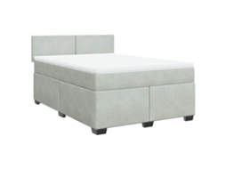 Cama com Molas e Colchão Veludo Cinzento Claro MAISON EXCLUSIVE (140x190 cm)