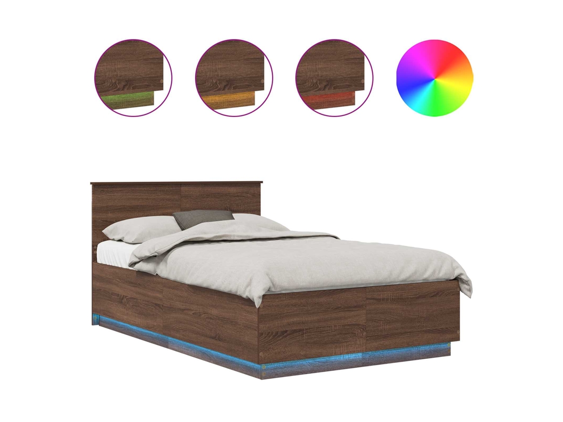 Estrutura de Cama com Cabeceira Carvalho Marrom 120x190cm MAISON EXCLUSIVE