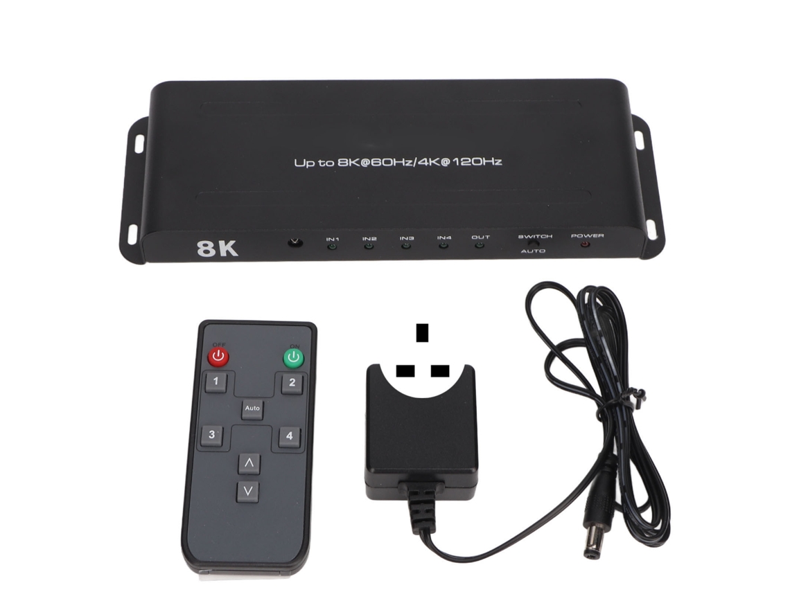 2026 switcher 8k Hd 4 Entradas 1 Saída 40gbps Controle Remoto