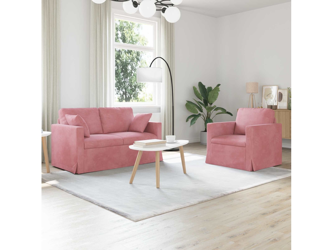 Vidaxl Conjunto De Sofás 2 Unid. Rosa Veludo