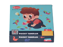 Mali 14pcs Tangram Infantil Mogno Diy com 28 Cartões Estimula Criação Brincadeira Educativa para Crianças Acima de 3 Anos