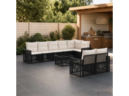 Vidaxl Conjunto De Sofá De Jardim 9 Unid. Preto E Branco Creme Vime Pe