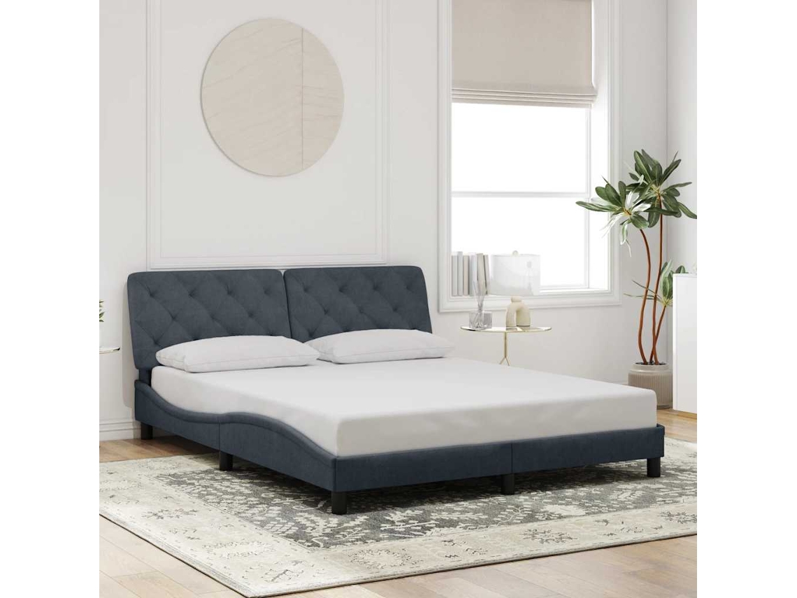 Vidaxl Estrutura De Cama Sem Colchão 160x200 Cm Veludo Cinzento-escuro