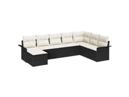 Conjunto 8 Sofá De Jardim Vidaxl Preto Vime Pe (297,5 X 187,5 X 85 Cm)
