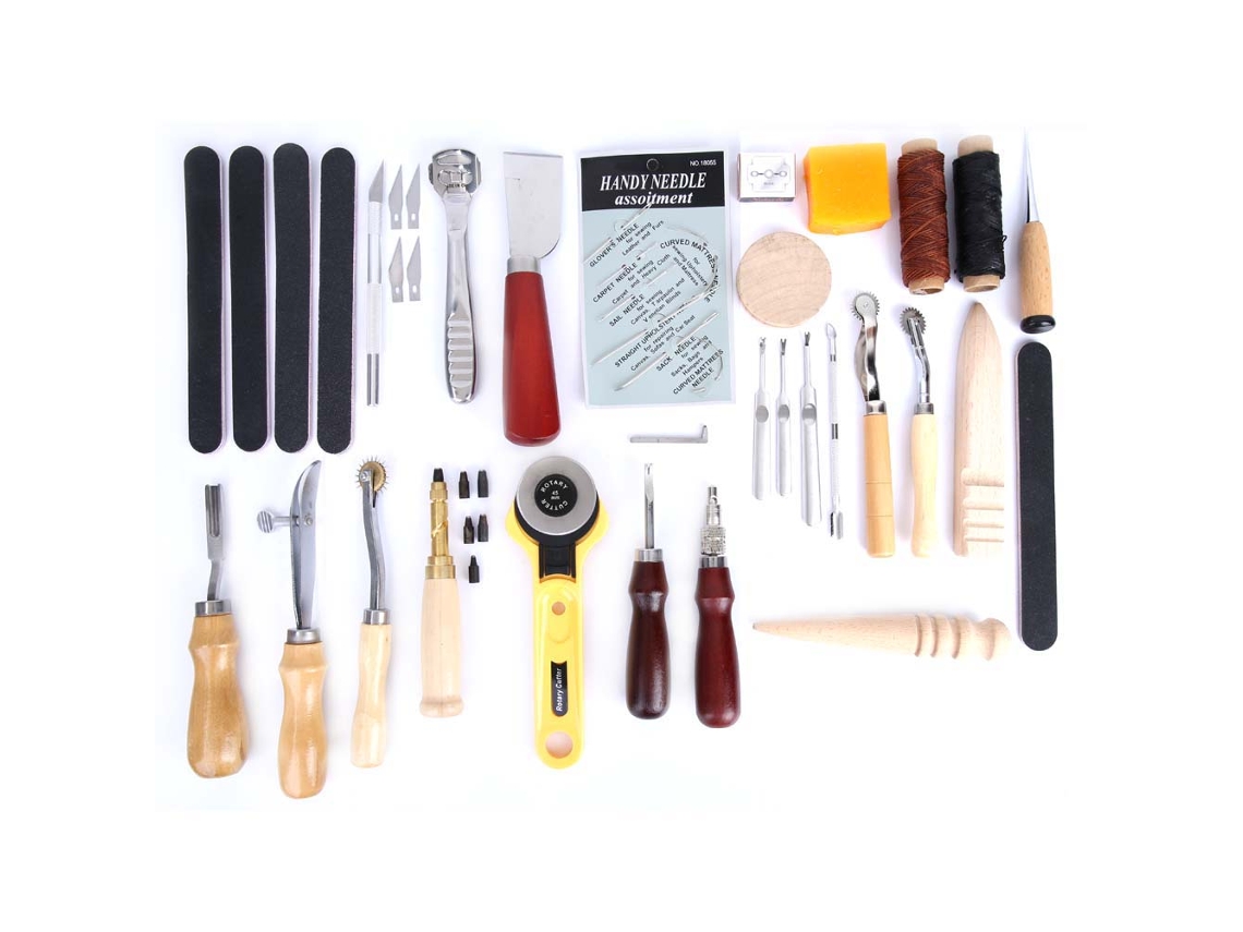 37pcs/set Ferramentas De Furacão, Costura E Estampagem Para Artesanato De Couro Diy