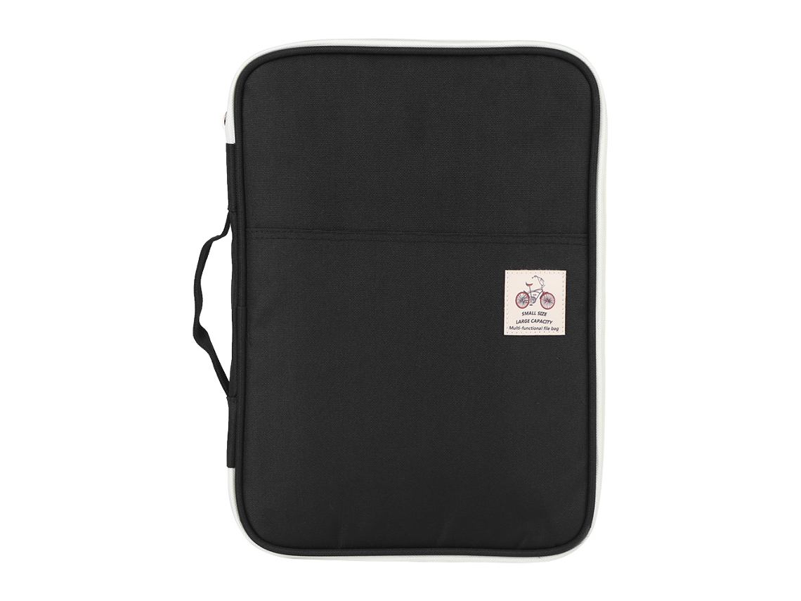 Carpeta De Archivos A4 Para Documentos, Organizador De Portafolios, Estuche Con Cremallera Para Computadora Portátil (negro)