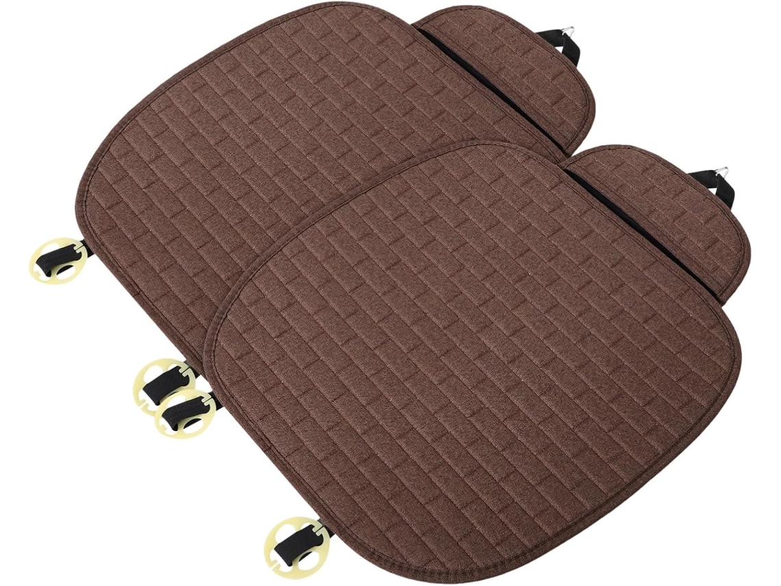 Conjunto De 2 Almofadas Para Assento De Carro Em Linho Marrom, Antiderrapantes.