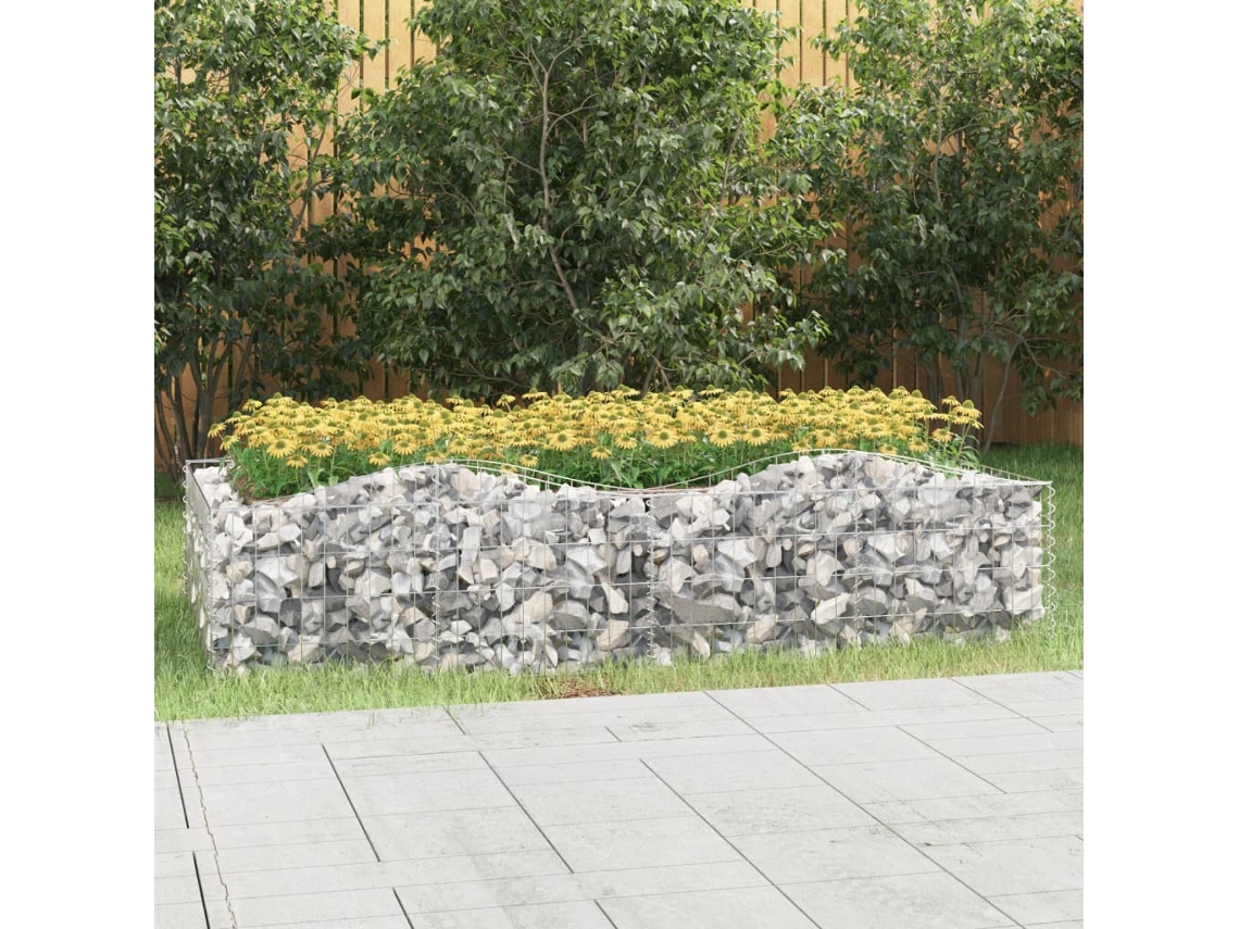 Vidaxl Canteiro Elevado Gabião Arqueado 200x100x50cm Ferro Galvanizado