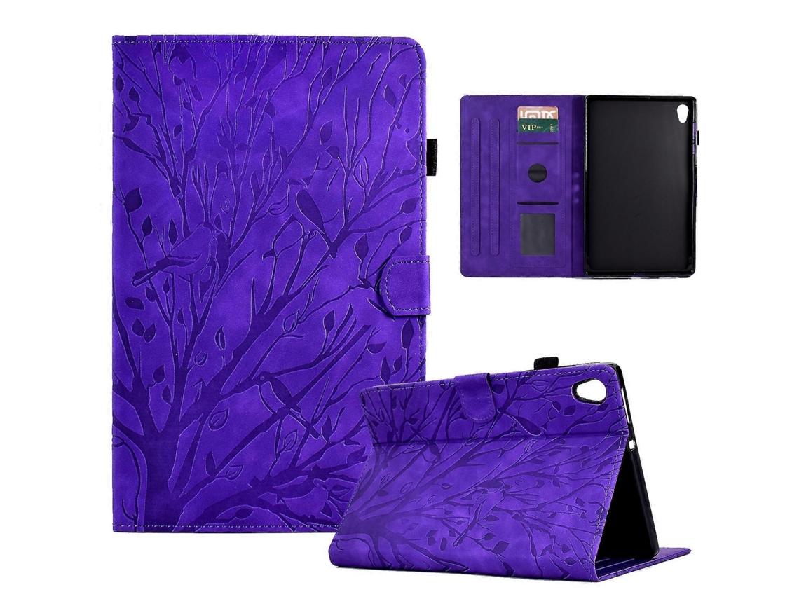 Capa Para Tablet Lenovo M10 Hd 2ª Geração X306x Fortune Tree Pressure Flower Em Pu Com Função De Ativação/desativação Da Função De Hibernação.