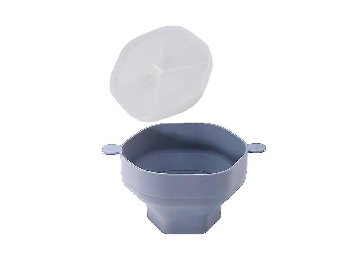 Tigela Dobrável De Silicone Para Pipoqueira De Micro-ondas Com Tampa E Alças Para Armazenamento Fácil E Compacto.