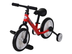 Bicicleta infantil 2 em 1, equilíbrio, rodas e pedais removíveis, 12”, assento ajustável, vermelho | S/MARCA