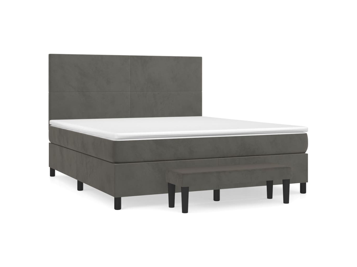 Cama com Molas e Colchão Veludo Cinzento Escuro MAISON EXCLUSIVE (180x200 cm)