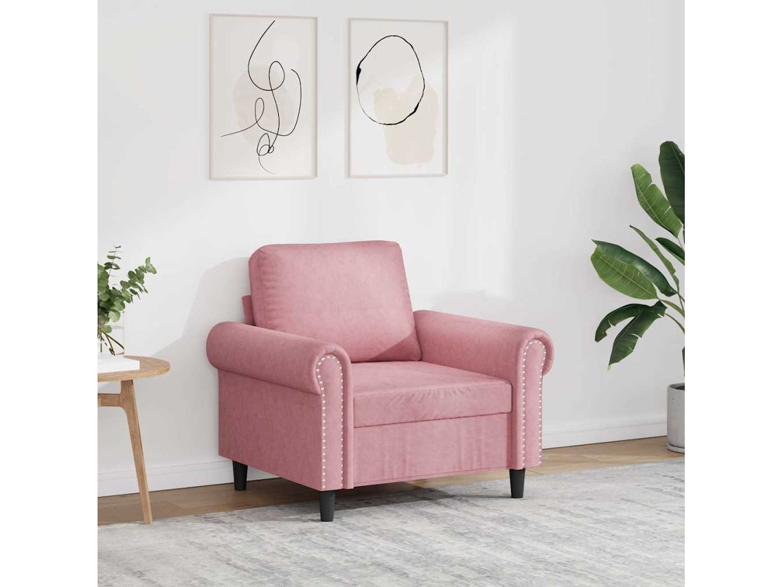 Vidaxl Poltrona 60 Cm Veludo Rosa