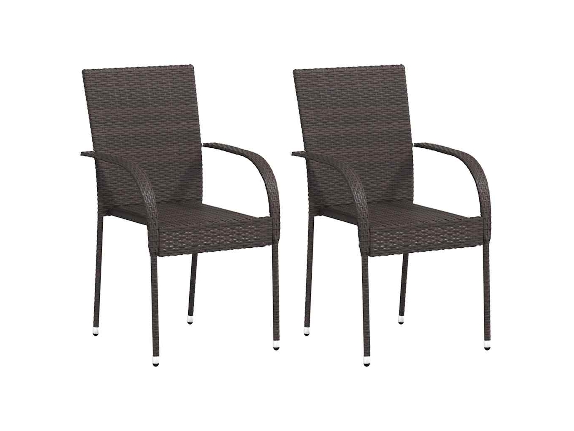 Cadeiras De Exterior Empilháveis 2 Pcs Vime Pe Castanho Dkd Home Decor