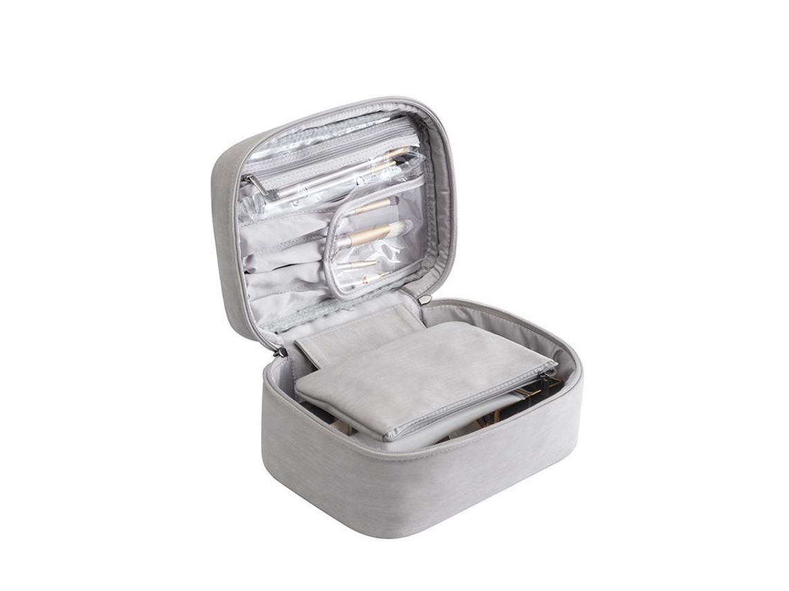 Bolsa De Maquillaje Impermeable 2 En 1, Mochila De Viaje Con Estuche Para Brochas, Gris