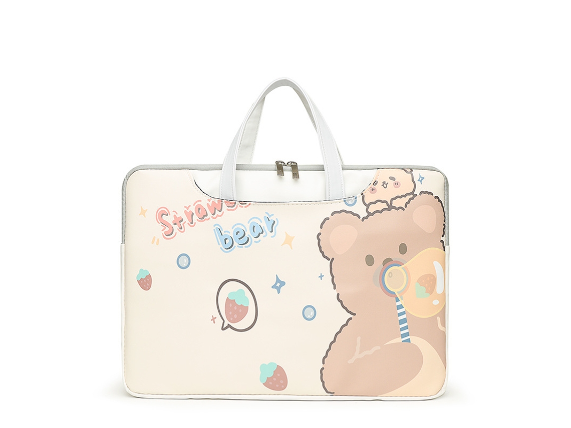 Bolsa para laptop com estampa de desenho animado para laptop de 13 polegadas (Ursinho)