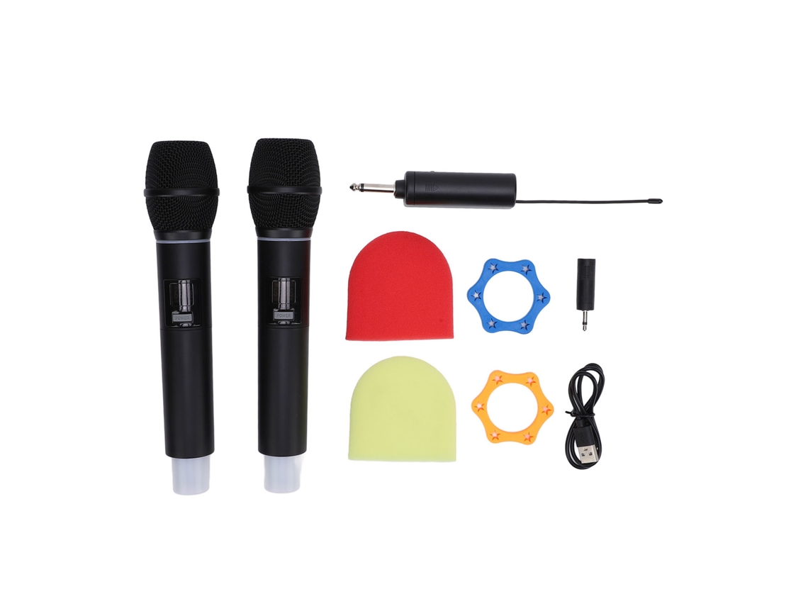 Microfone Dinâmico Duplo De Mão Sem Fio Uhf Luminoso