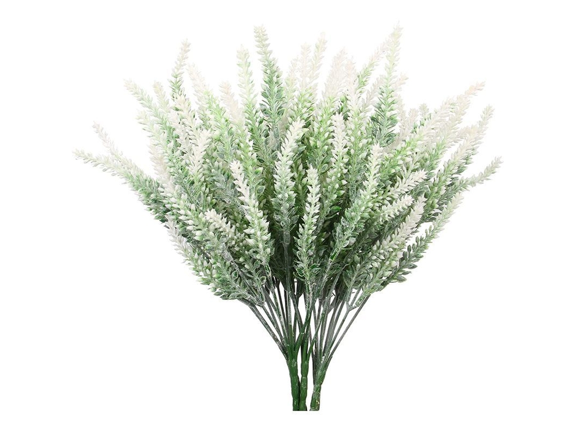 Nova Line 6 Buquês de Lavanda Artificial para Decoração de Casamento, Lar e Escritório Branco