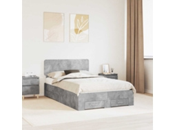 Vidaxl Estrutura Da Cama Cinzento 135 X 190 Cm Derivados De Madeira