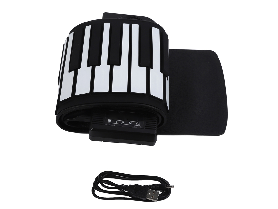 Piano Enrolável 61 Teclas Portátil com Saída Midi, Tela Led, Teclado Eletrônico Dc 5v