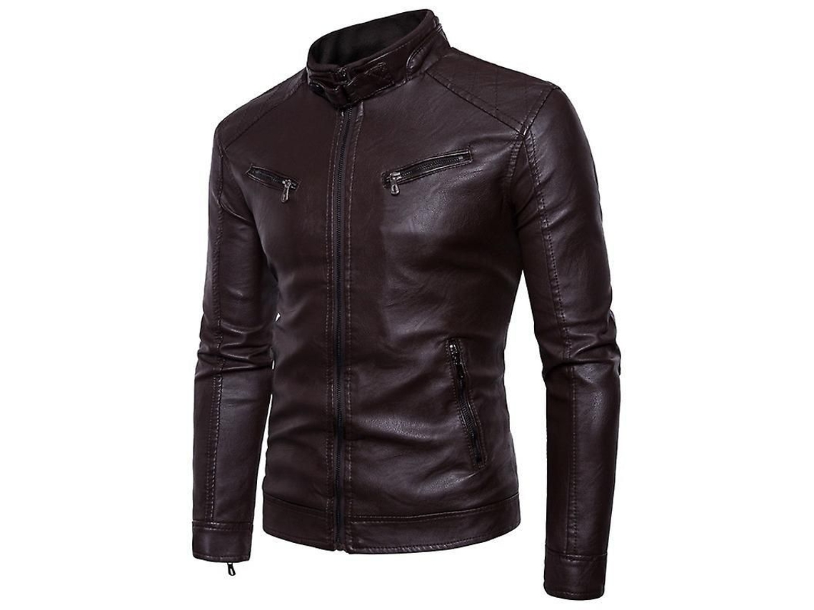 2026 chaqueta de Cuero Moto Hombre Talla S 3xl Ajuste Slim Cremallera Sin Capucha Pu