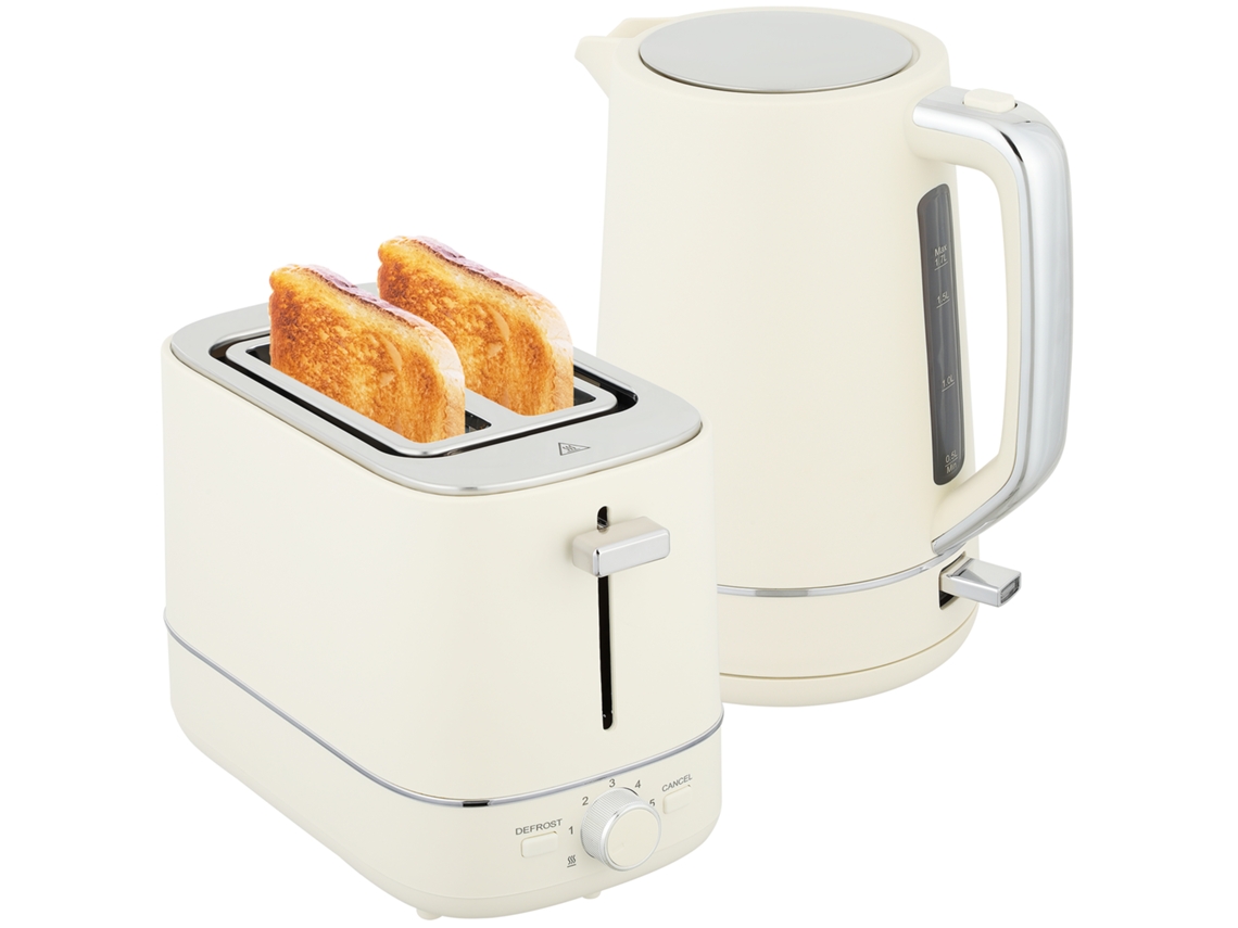 Conjunto De Chaleira E Torradeira De 1,7 L Com 6 Níveis De Douramento, Bege-kd