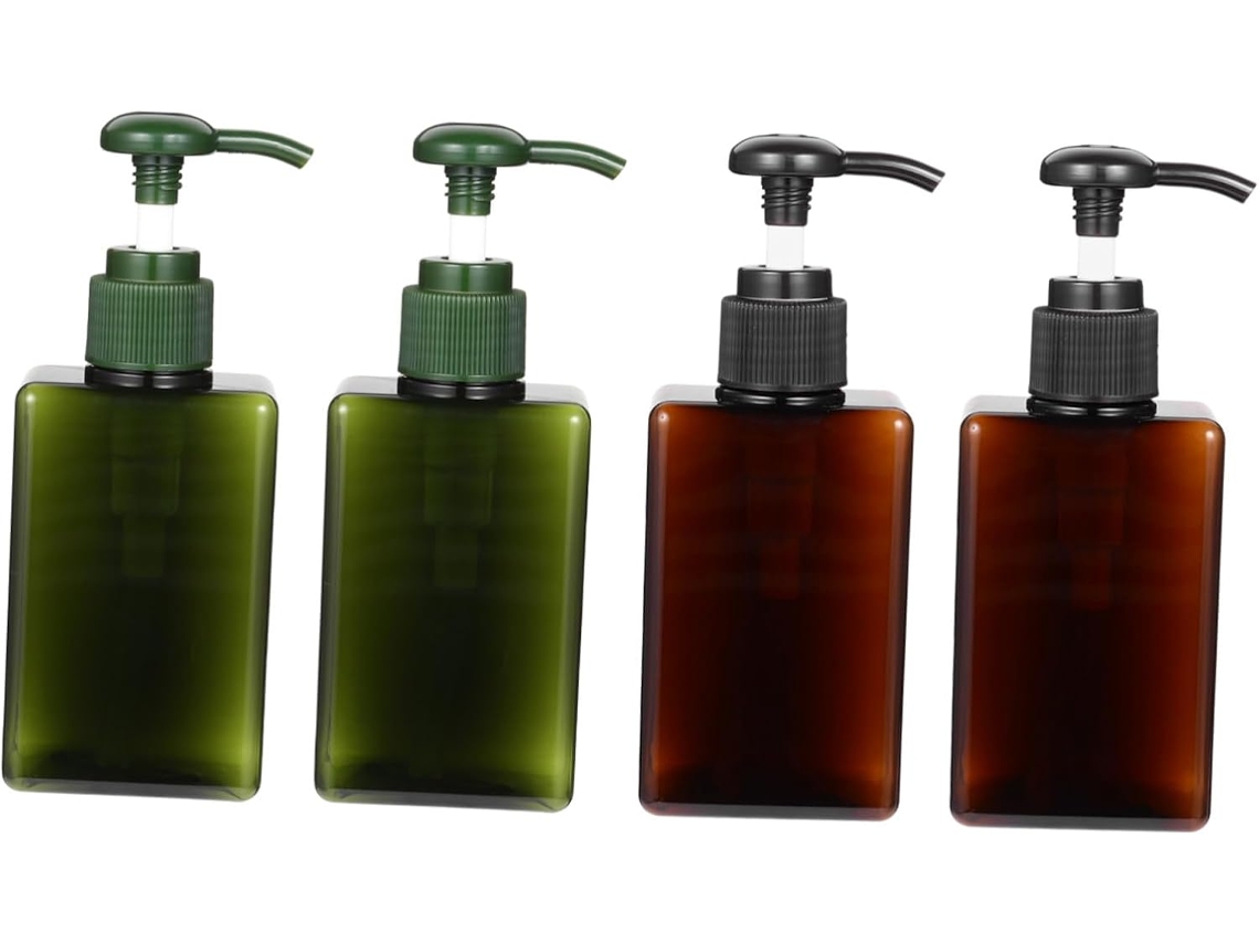 Conjunto De 4 Frascos Com Bomba Dosadora Vazios Para Loção, Xampu E Gel - Design Compacto E À Prova De Vazamentos