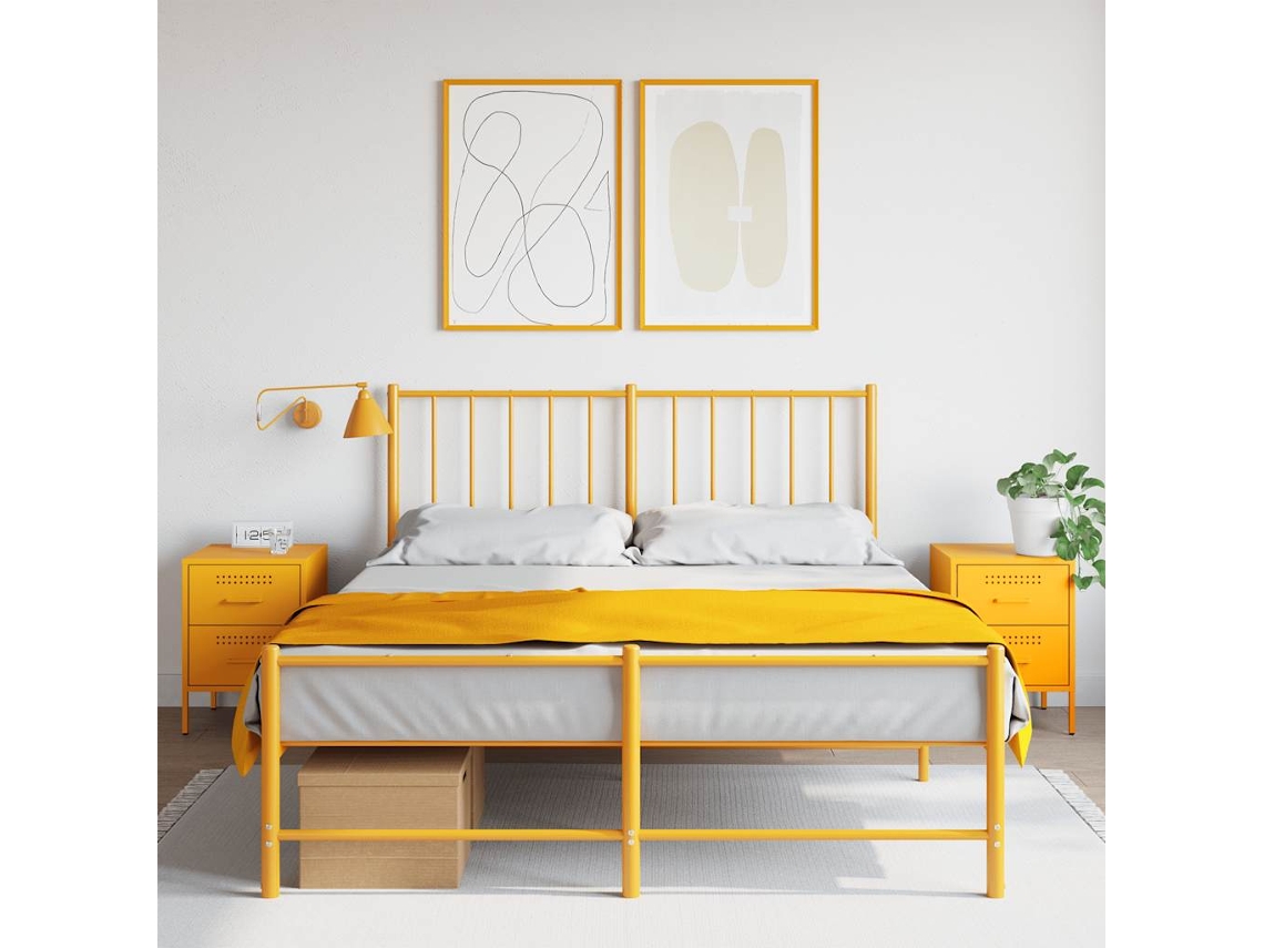Vidaxl Mesas De Cabeceira 2 Pcs 36x39x50,5 Cm Aço Amarelo Mostarda