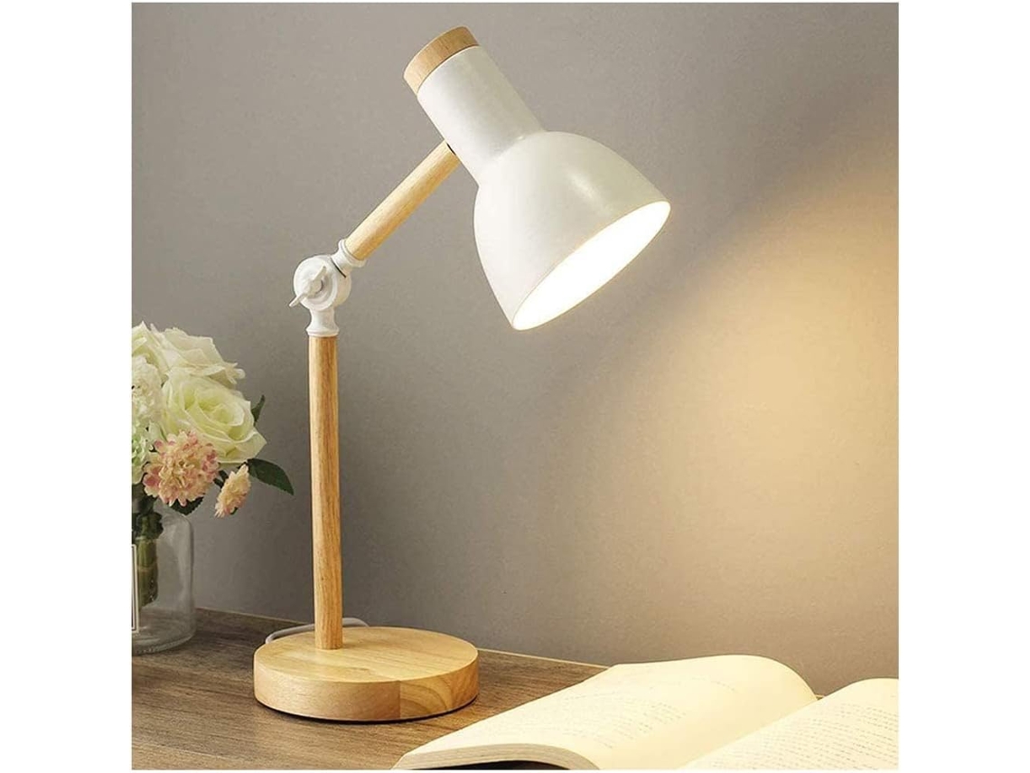 Abajur De Mesa Cabeceira, Luminária De Mesa Moderna Em Madeira Com Cúpula Metal Abajur Cabeceira Ajustável Para