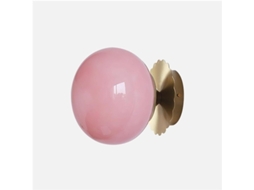 Aplique De Parede Dourado Com Vidro Rosa Claro E Soquete E27