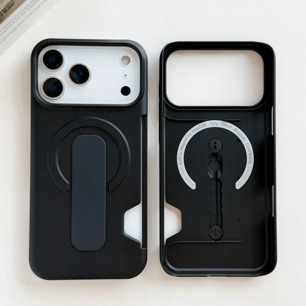 (preto, Iphone 14 Pro) Capa Minimalista Magnética Para Celular Com Compartimento Para Cartão, Suporte Para Anel E Recursos Antirroubo.