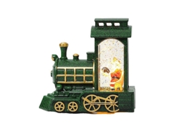 Lanterna de Natal em forma de boneco de neve com trem brilhante e glitter, funciona a pilhas.
