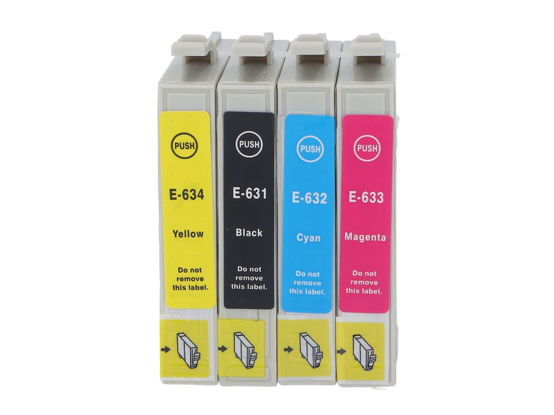 Kit com 4 cartuchos de tinta CMY preto de alta capacidade para impressoras T0631, T0632, T0633 e T0634 | S/BRAND