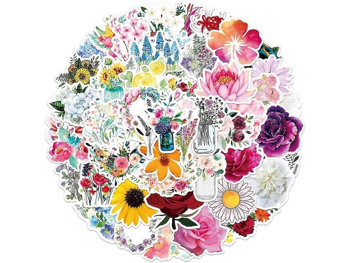Pacote Com 100 Adesivos De Flores Para Garrafa De Água, Adesivos Fofos, De Vinil, Estéticos, Modernos E À Prova Dágua Para Garra Aquaforge