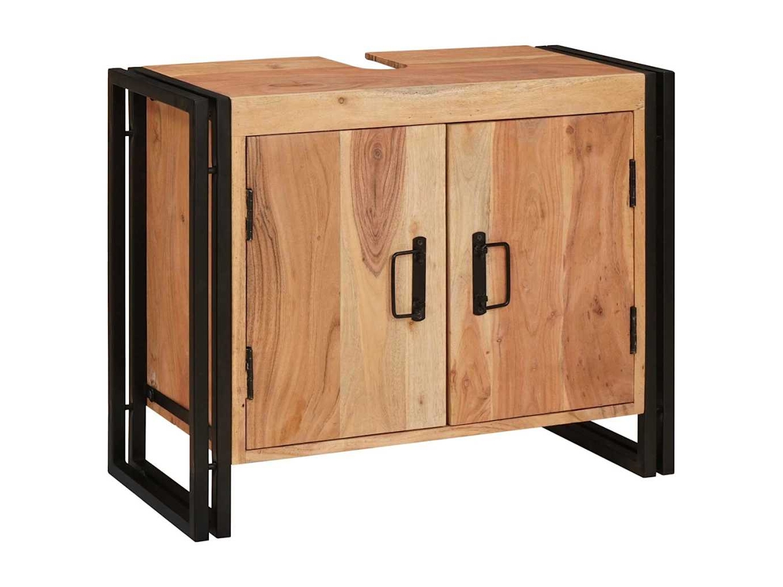 Conjunto 1 Armário De Lava-louça Vidaxl Castanho Madeira De Acácia Maciça (71 X 33 X 58 Cm)