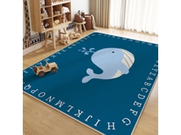 Tapete de Atividades com Alfabeto Animal, Tapete de Engatinhar para Crianças, Tapete Educativo Antiderrapante,baleia/60x90cm GERTIZ