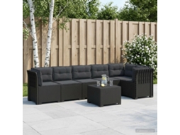 Vidaxl Sofá De Jardim Para 6 Pessoas Com Almofadas Aparência De Rattan