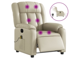 Electric Massage Recliner Chair, Electric Massage Recliner Chairs Vidaxl Creme Couro Artificial