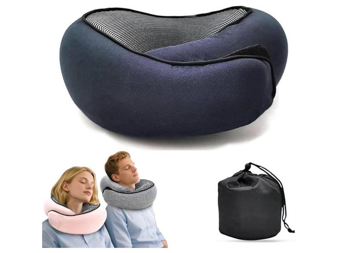 Almofada de viagem AQUAFORGE em formato de U, algodão viscoelástico, azul