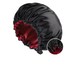 Touca De Cetim Para Dormir E Cuidar Do Cabelo, Dupla Camada Ajustável Chrui (preto, Vermelho)