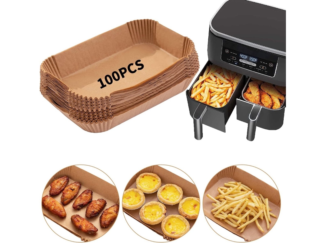 Papel Manteiga Descartável Antiaderente Para Fritadeira, Micro-ondas E Vaporizador, Absorvente De Óleo, Pacote Com 100 Unidades, 22x14cm, Ma