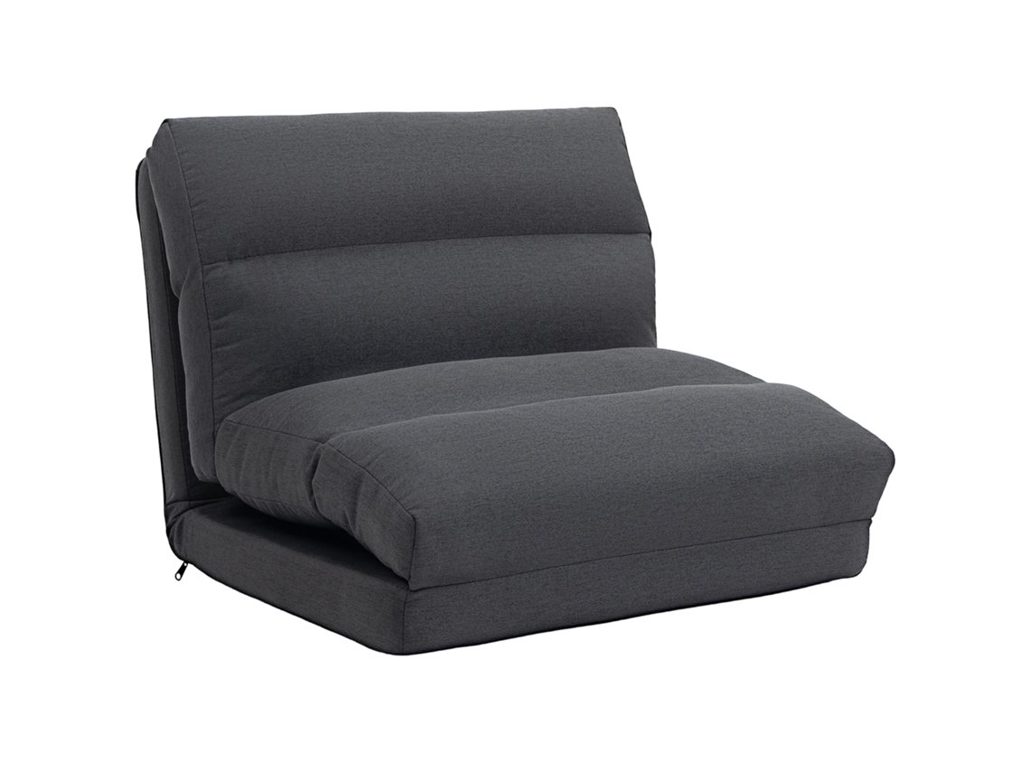 Puf Com Função De Cama, Encosto Inclinável, Dobrável, Até 120kg, 70 X 72 X 56 Cm, Cinza Escuro-qc