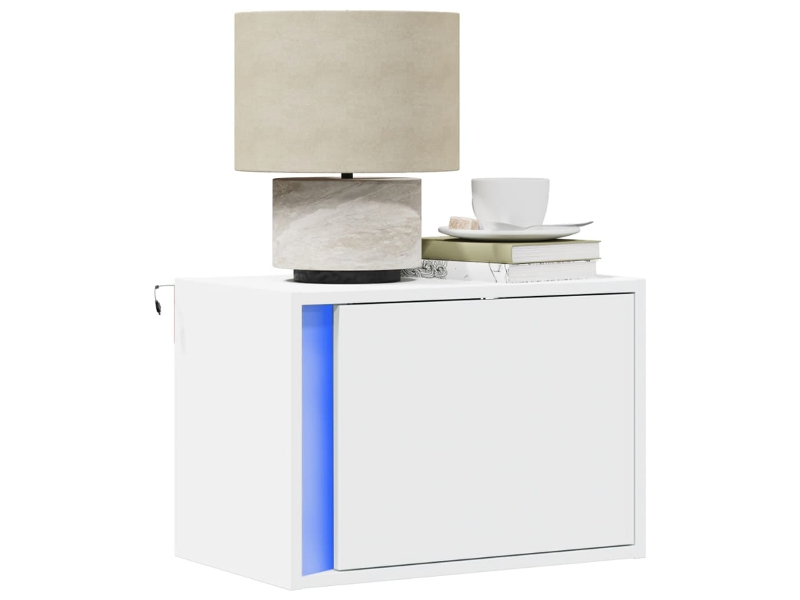 Vidaxl Mesa De Cabeceira De Parede Com Luzes Led Branco