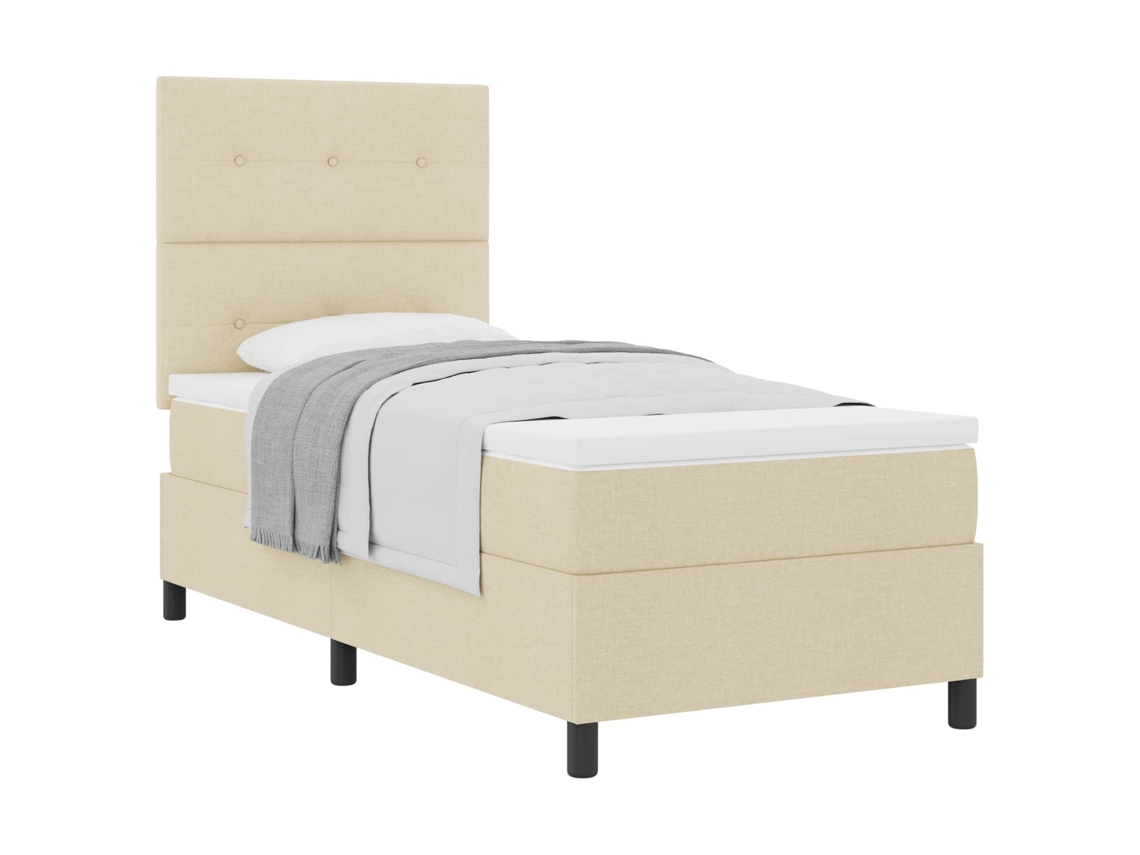 Conjunto 1 Cama Box Vidaxl Creme Tecido (100 X 200 Cm)