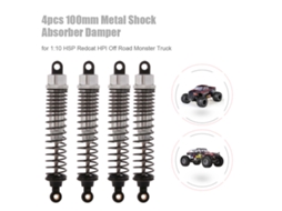 4 Peças Amortecedor De Metal 100mm Para Carro Rc 1:10 Hsp Hpi Redcat Off-road Monster Truck