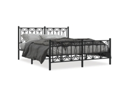 Bed Frame, Bed Frames Vidaxl Preto Metal (150 X 200 Cm)
