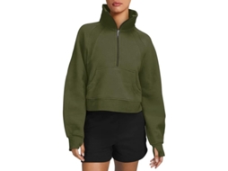2026 sudaderas com Forro de Felpa para Mulher Ilwhe de Manga Longa com Buracos para Polegadas e Bolso Canguru