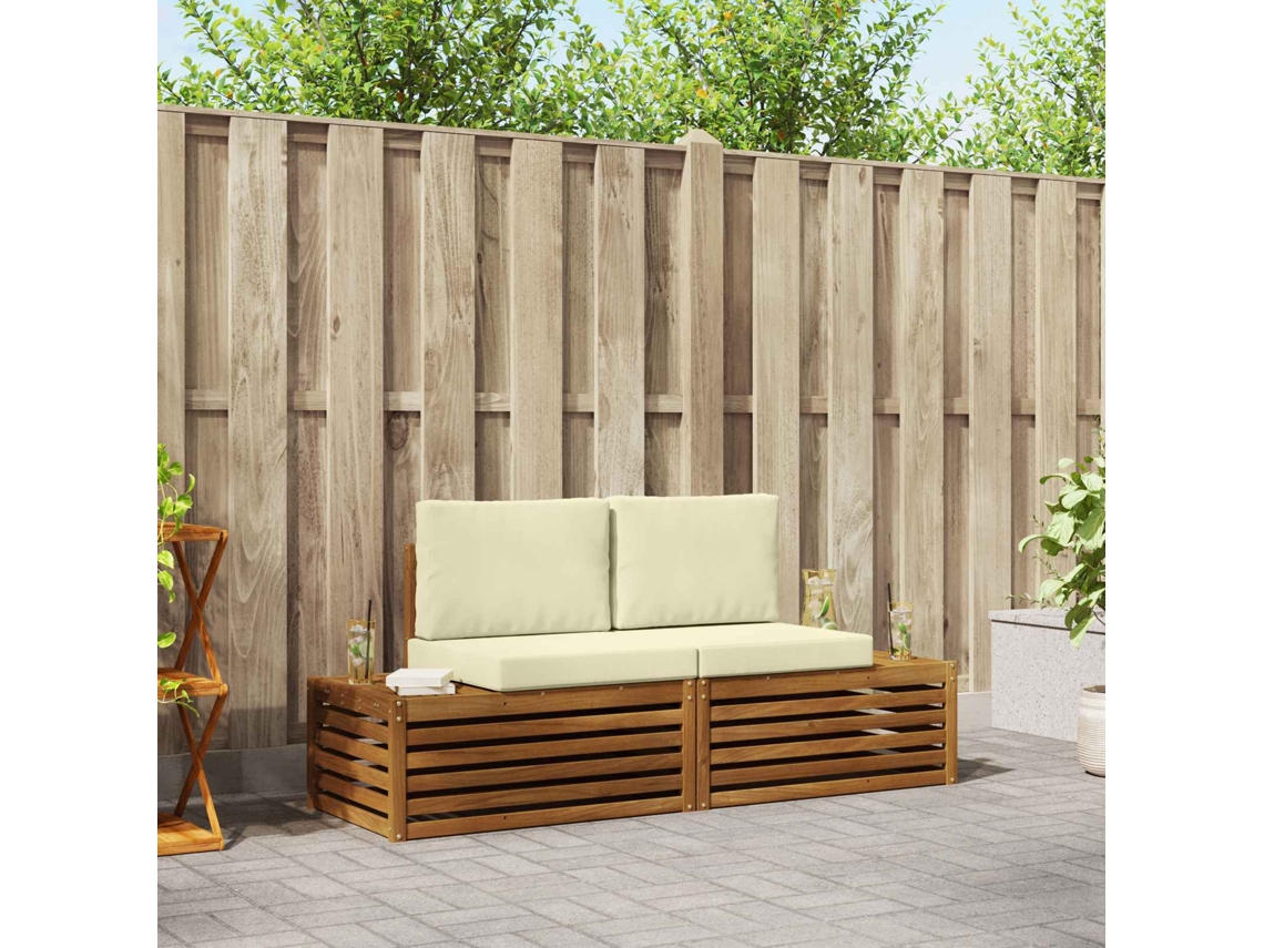 Vidaxl Conjunto De Sofás Para Exterior 2 Peça Natural E Creme